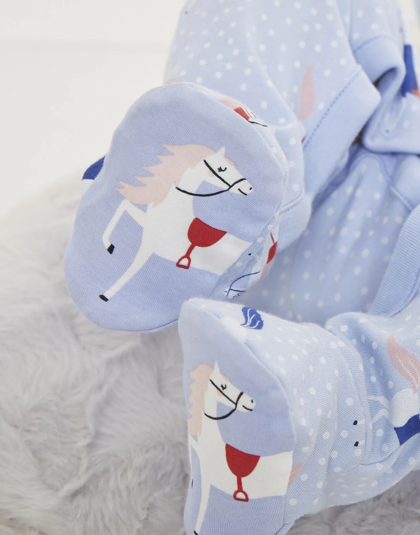 Joules Baby Razamataz Cotton Babygrow  Blue Horse