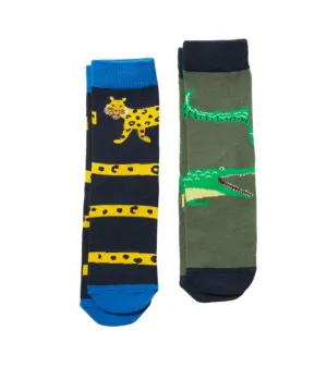 Joules Children's Brilliant Bamboo Socks 2Pk - Leopard & Crocodile