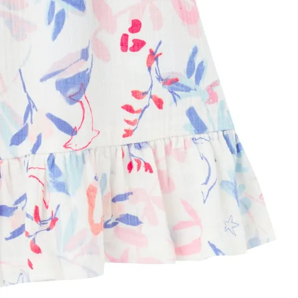Joules Girl's Lucia Woven Dress - White Mermaids