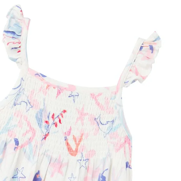 Joules Girl's Lucia Woven Dress - White Mermaids