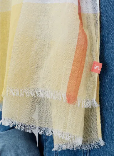 Joules Talia Lightweight Cotton Scarf - Light Orange Check