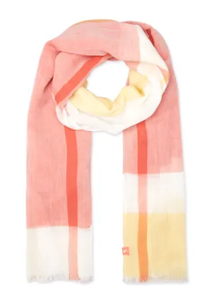 Joules Talia Lightweight Cotton Scarf - Light Orange Check