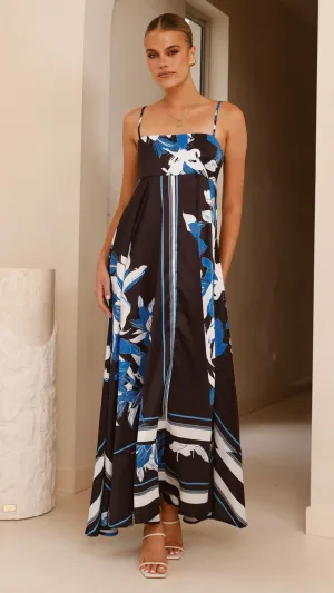 Kaethe Maxi Dress - Black/Blue Billy J