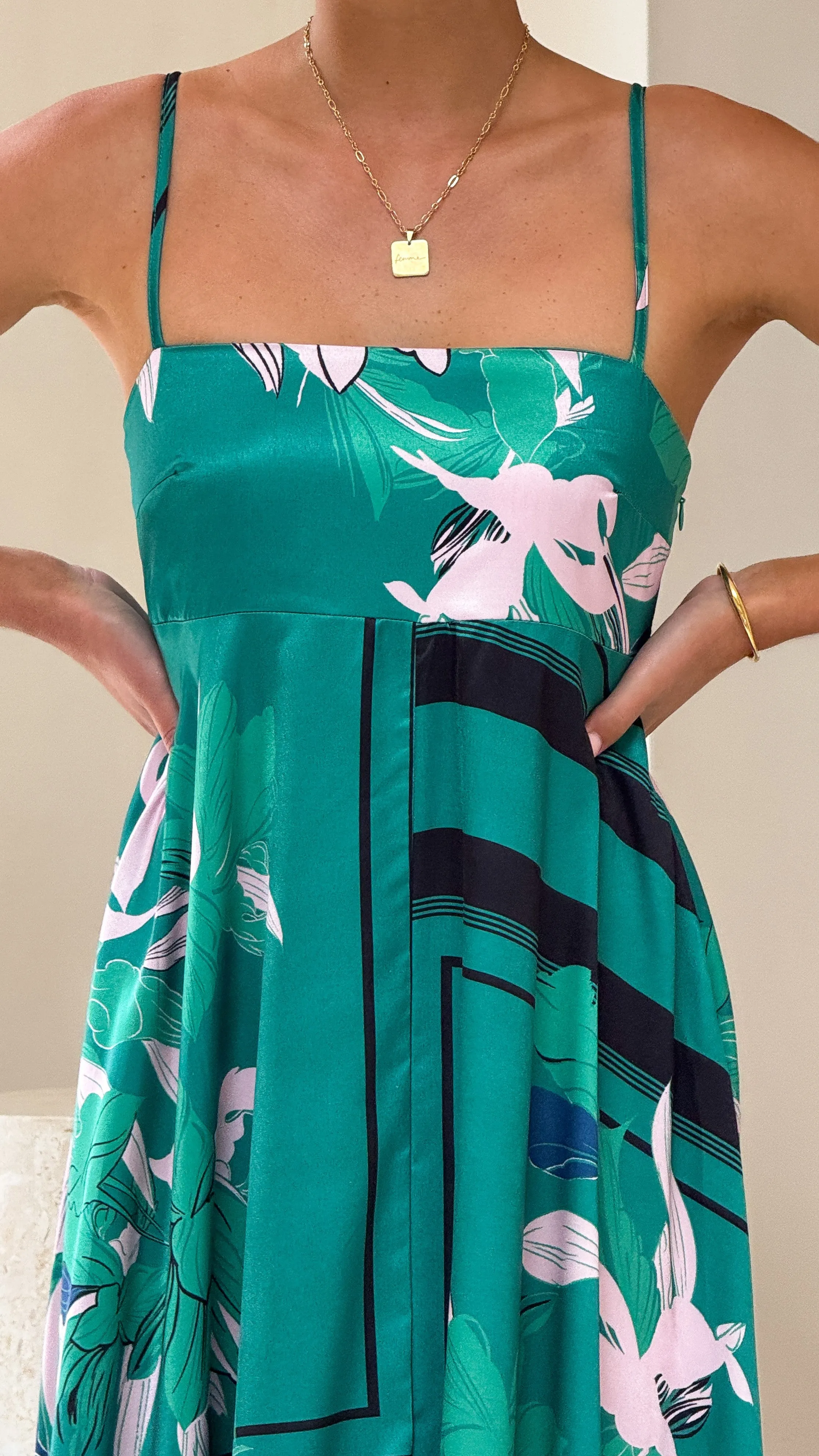Kaethe Maxi Dress - Green/Pink Billy J