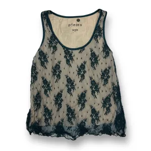 Kensie Women's Size Small Navy Sheer Lace Cami Layered Sleeveless Blouse