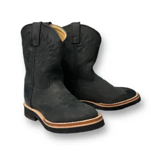 Kids Justin Boots Boys Size 12.5 Black Leather Cowboy Western Boots