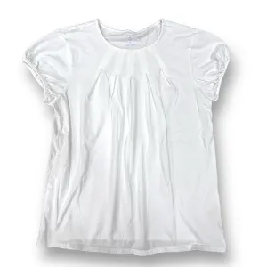 Lands End Girls Size 16 Youth White Short Sleeve Pleated Blouse