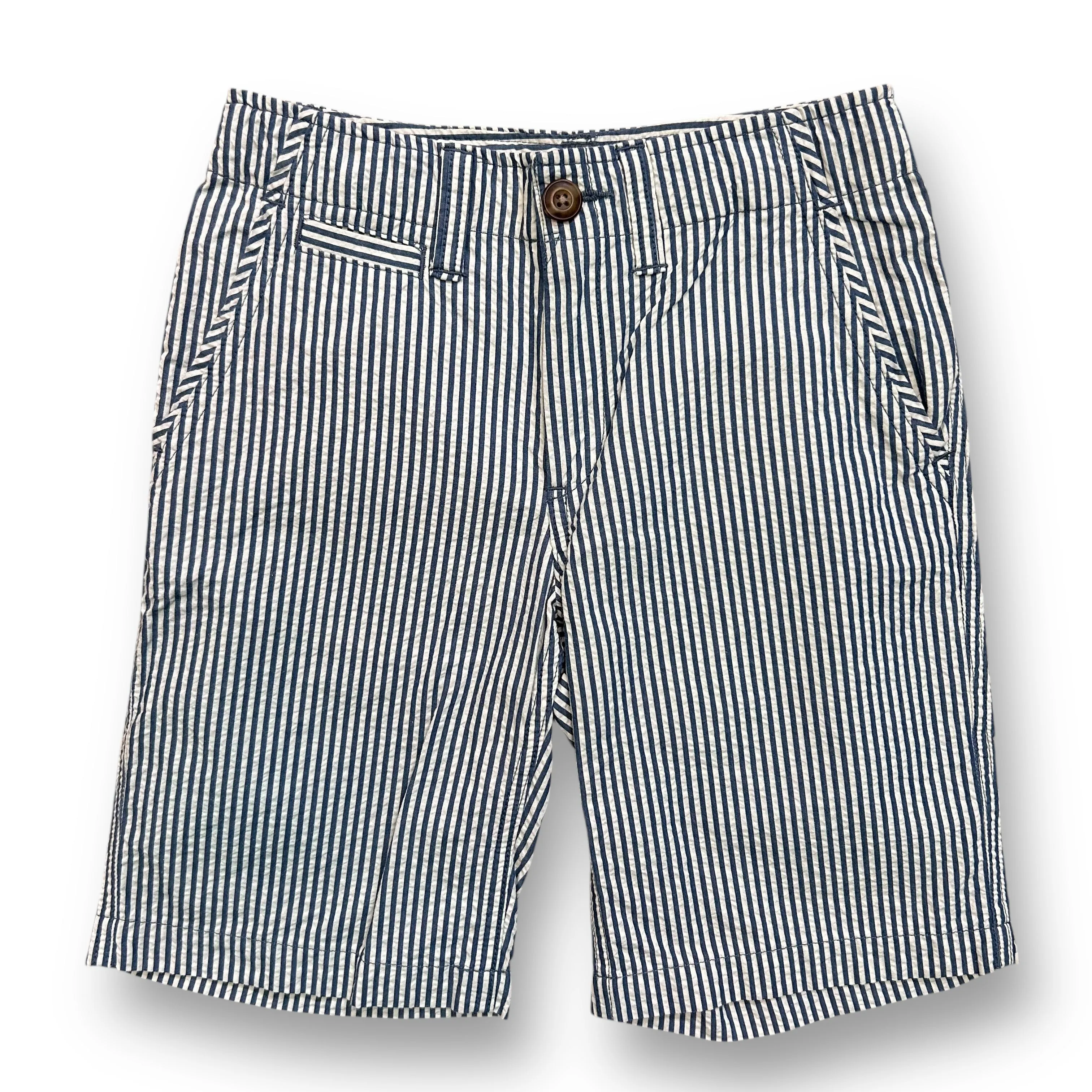 Lands End Youth Boy Size 10 Slim Pinstripe Baumwolle Cotton Adjustable Shorts