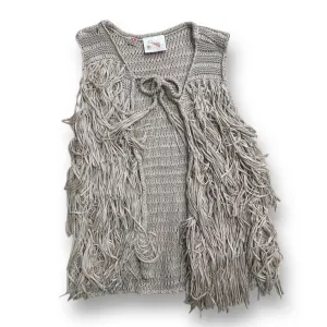 Le Chic Youth Girl Size 12/14 Beige Knit Tie-Front Specialty Fringed Vest
