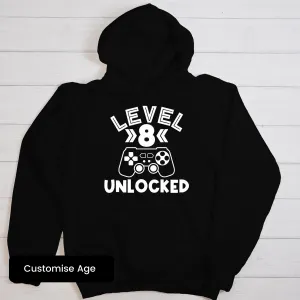 Level Unlocked Personalised Gaming Birthday Hoodie