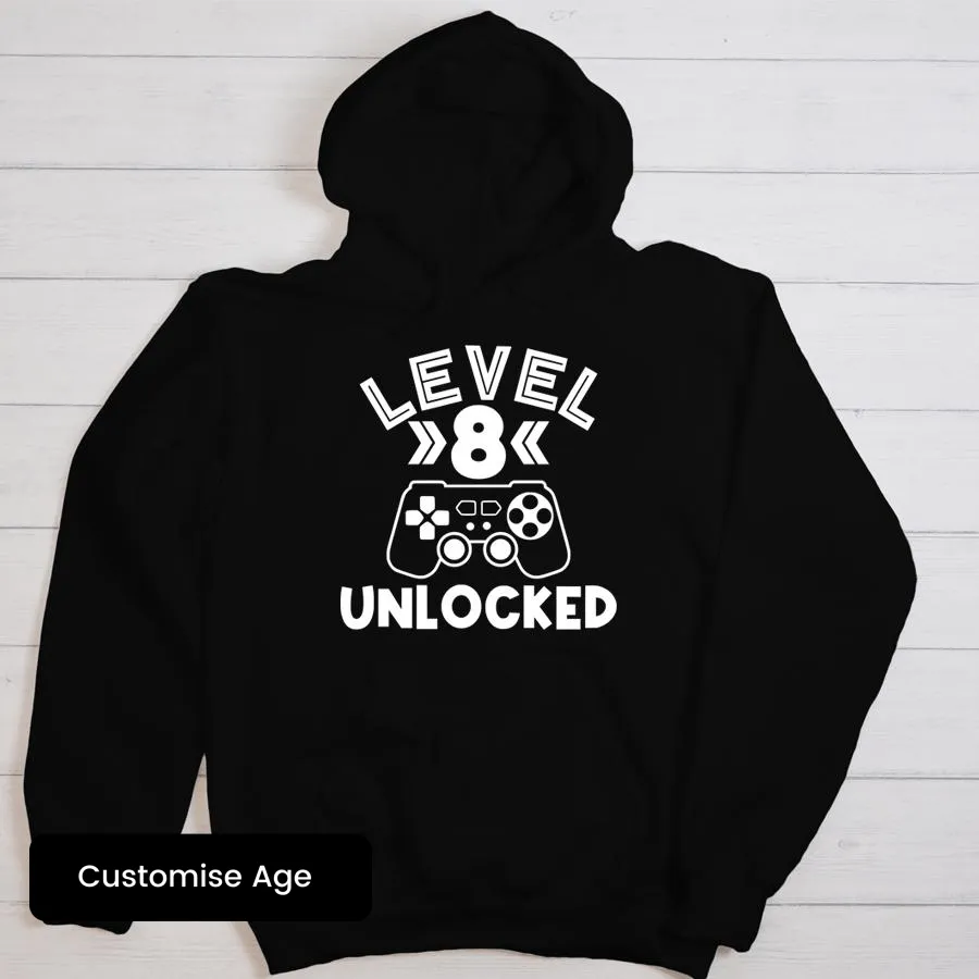 Level Unlocked Personalised Gaming Birthday Hoodie