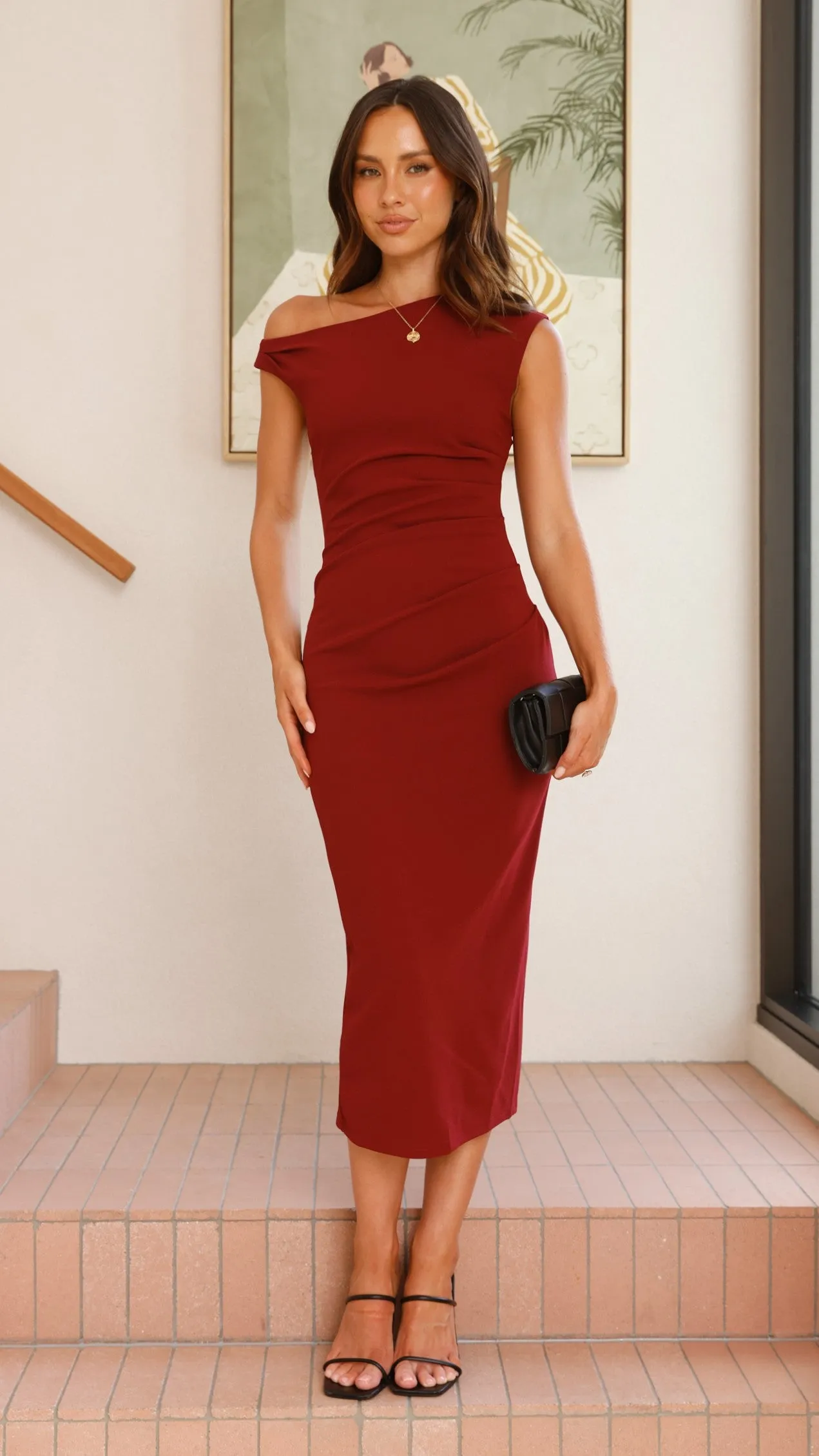 Lilah Midi Dress - Wine Billy J