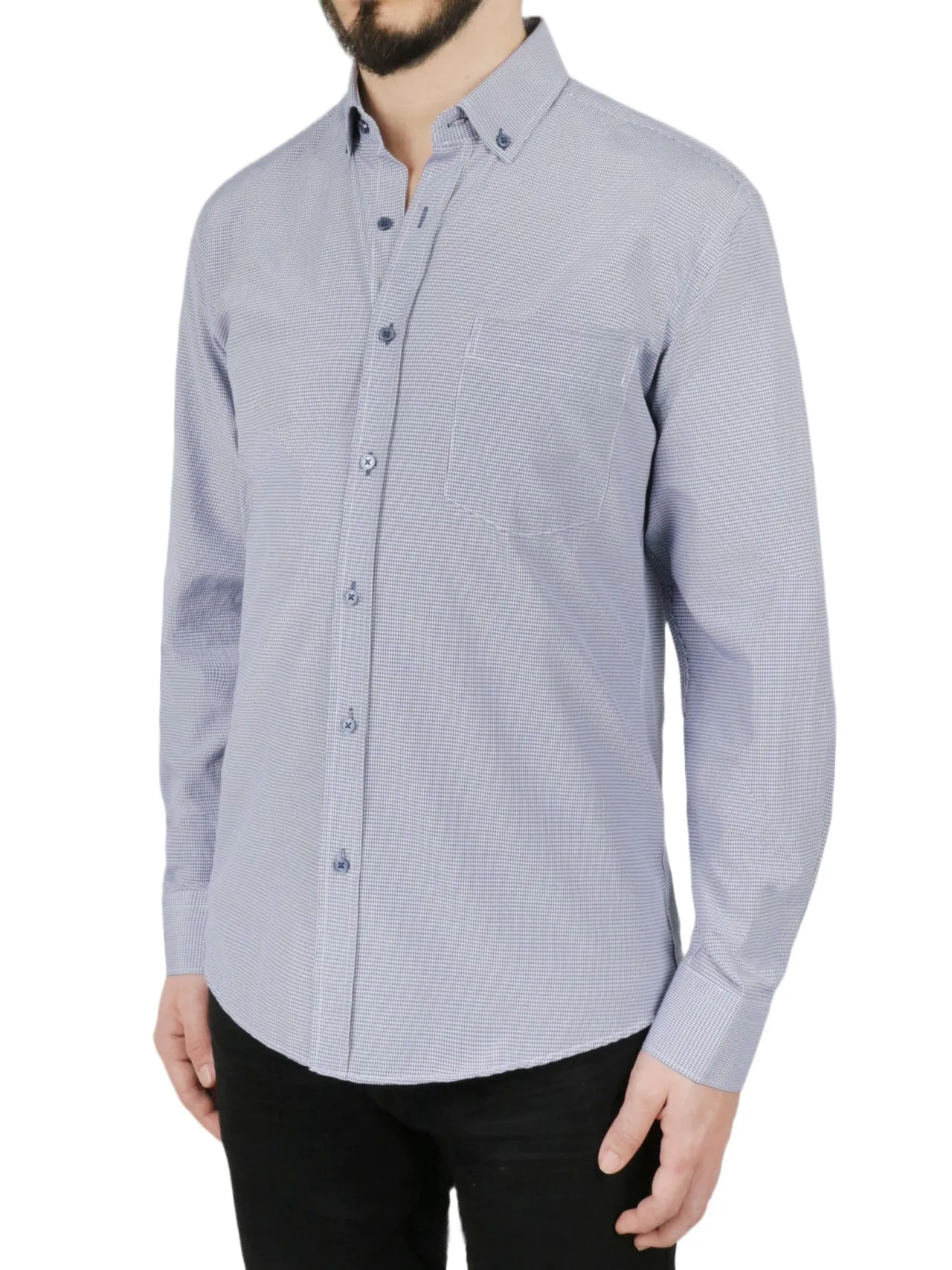 Limited Edition Dark Blue Checkered Dress Shirt  Almost Gone!
