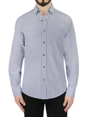 Limited Edition Dark Blue Checkered Dress Shirt  Almost Gone!