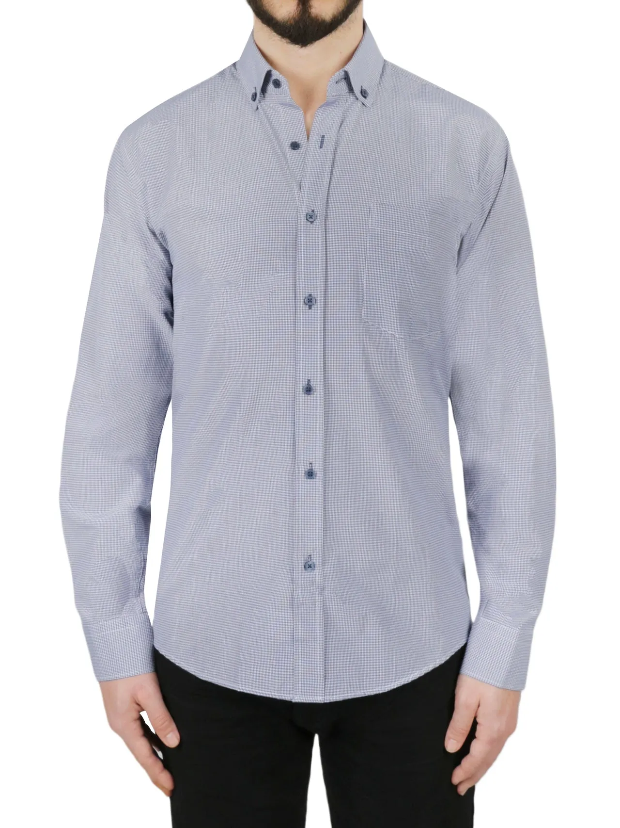Limited Edition Dark Blue Checkered Dress Shirt  Almost Gone!