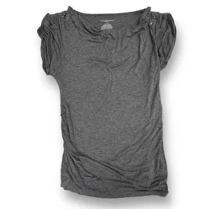 Liz Lange Size S Dark Gray Embellished Flutter Sleeve Maternity Top