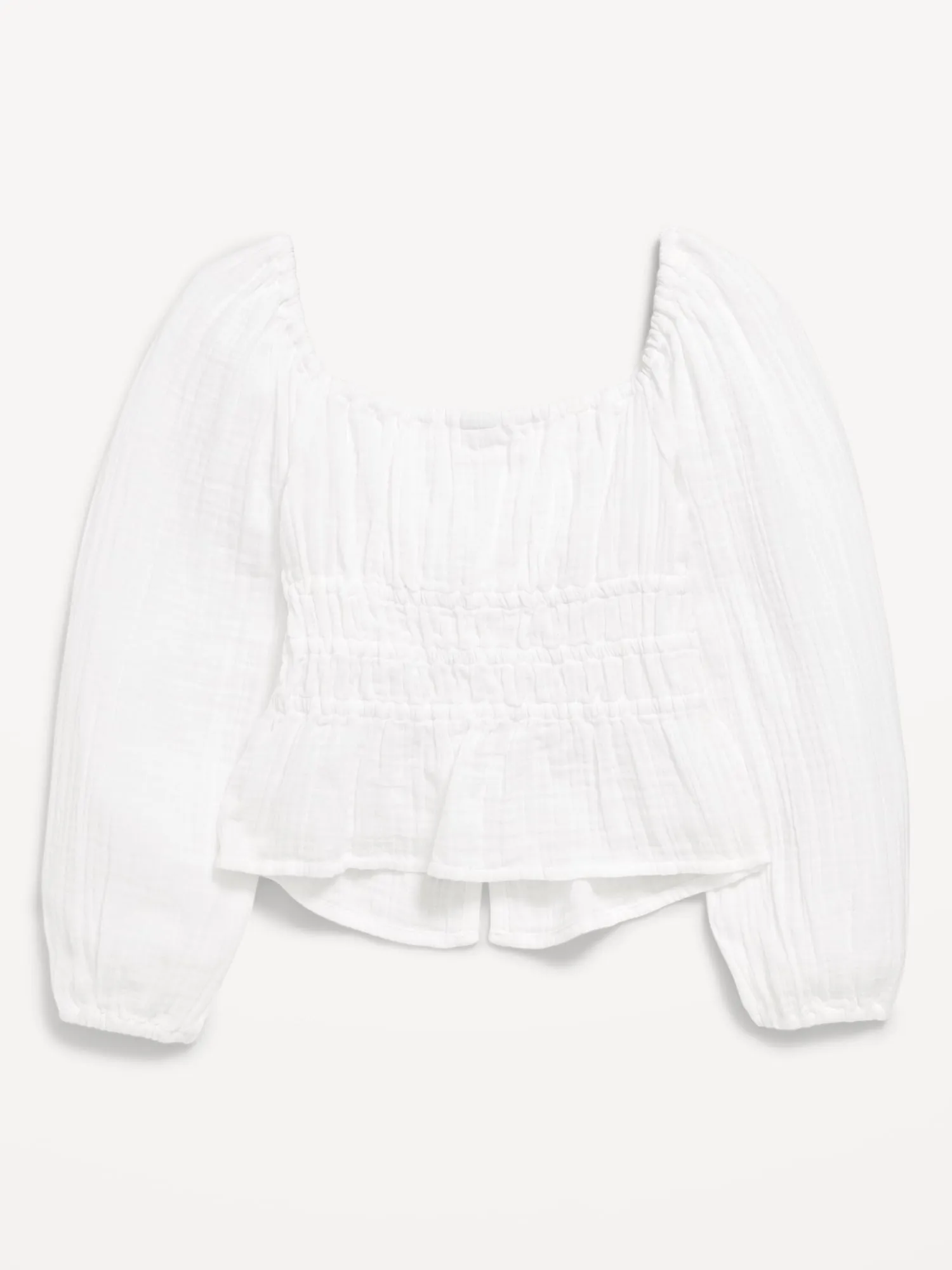 Long-Sleeve Double-Weave Bow Top for Girls