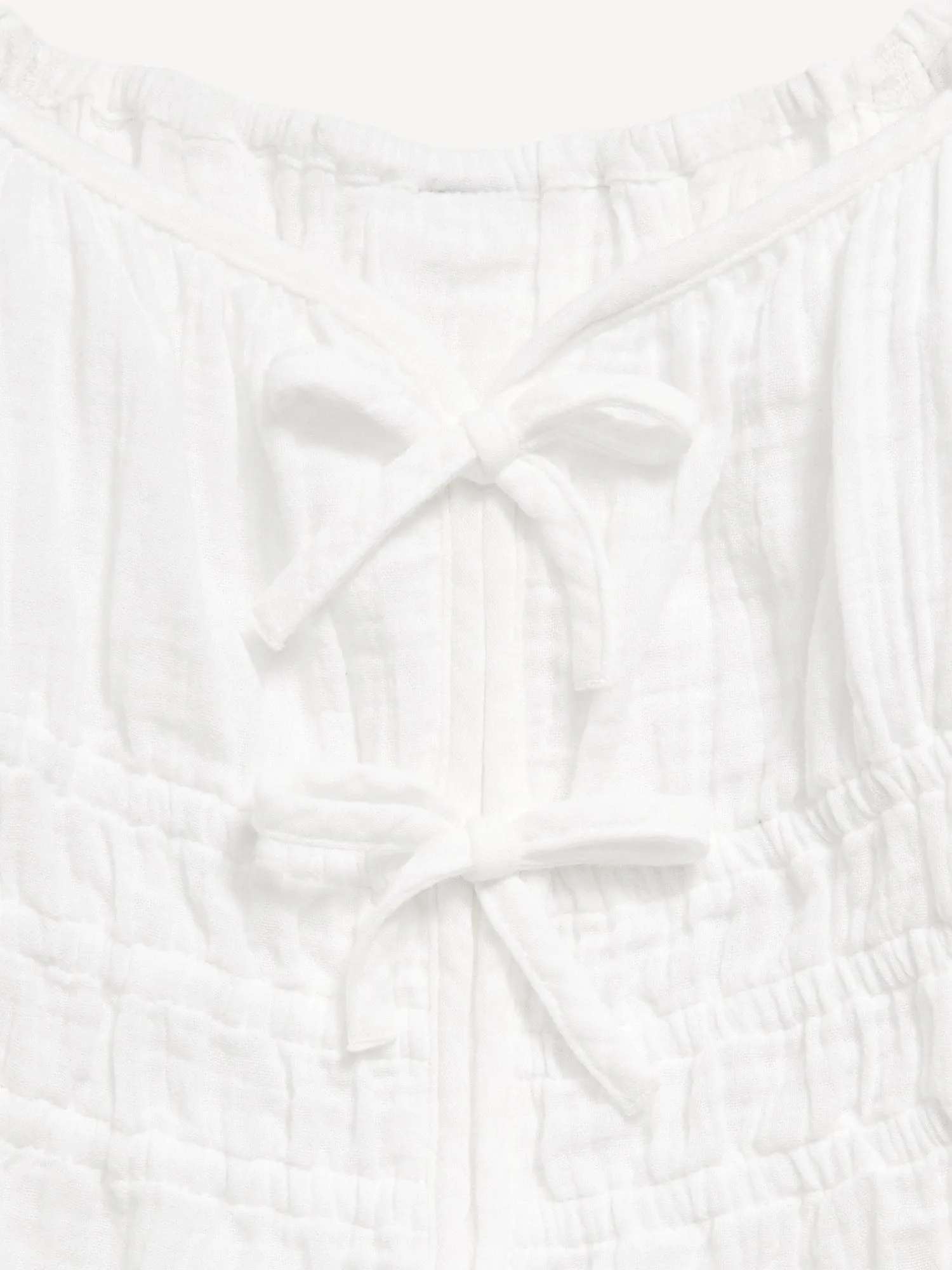 Long-Sleeve Double-Weave Bow Top for Girls