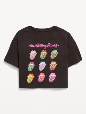 Loose Cropped Licensed Graphic T-Shirt for Girls