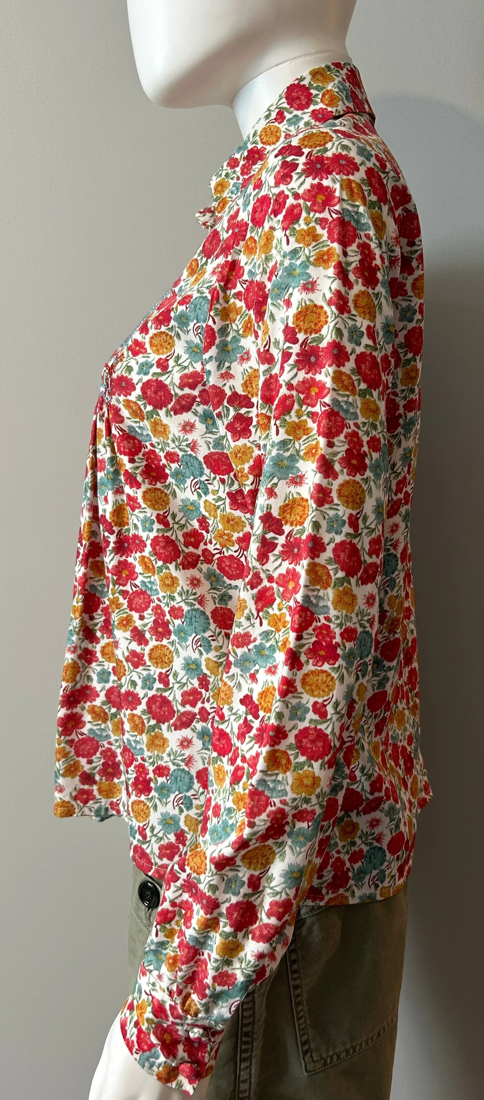 Loretta Caponi Floral Blouse Size Small