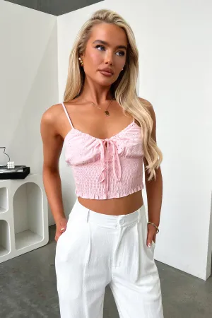 Lottie Embroidered Crop - Baby Pink