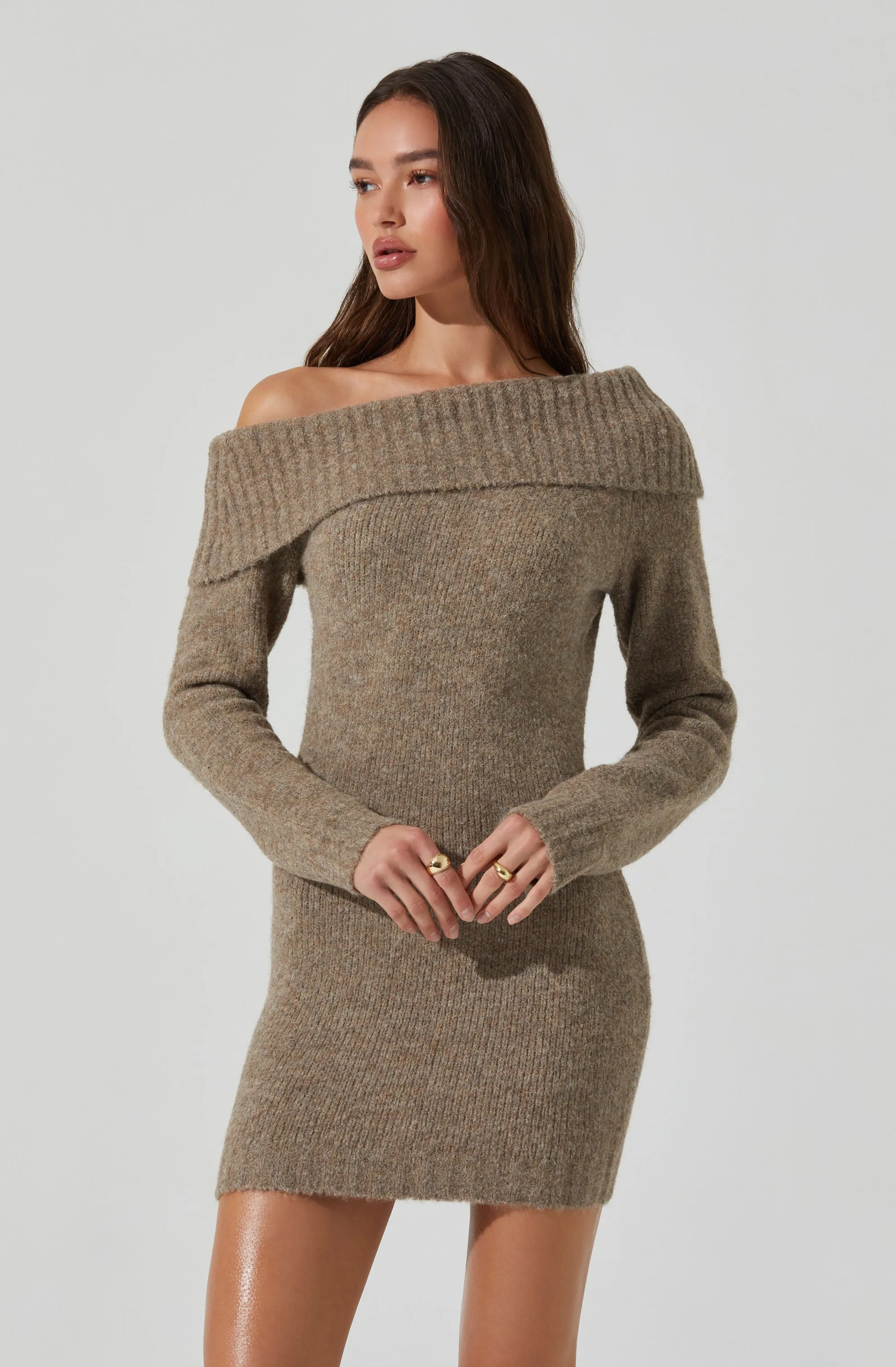Luxury Feel Leya Off Shoulder Sweater Dress  Limited Release!