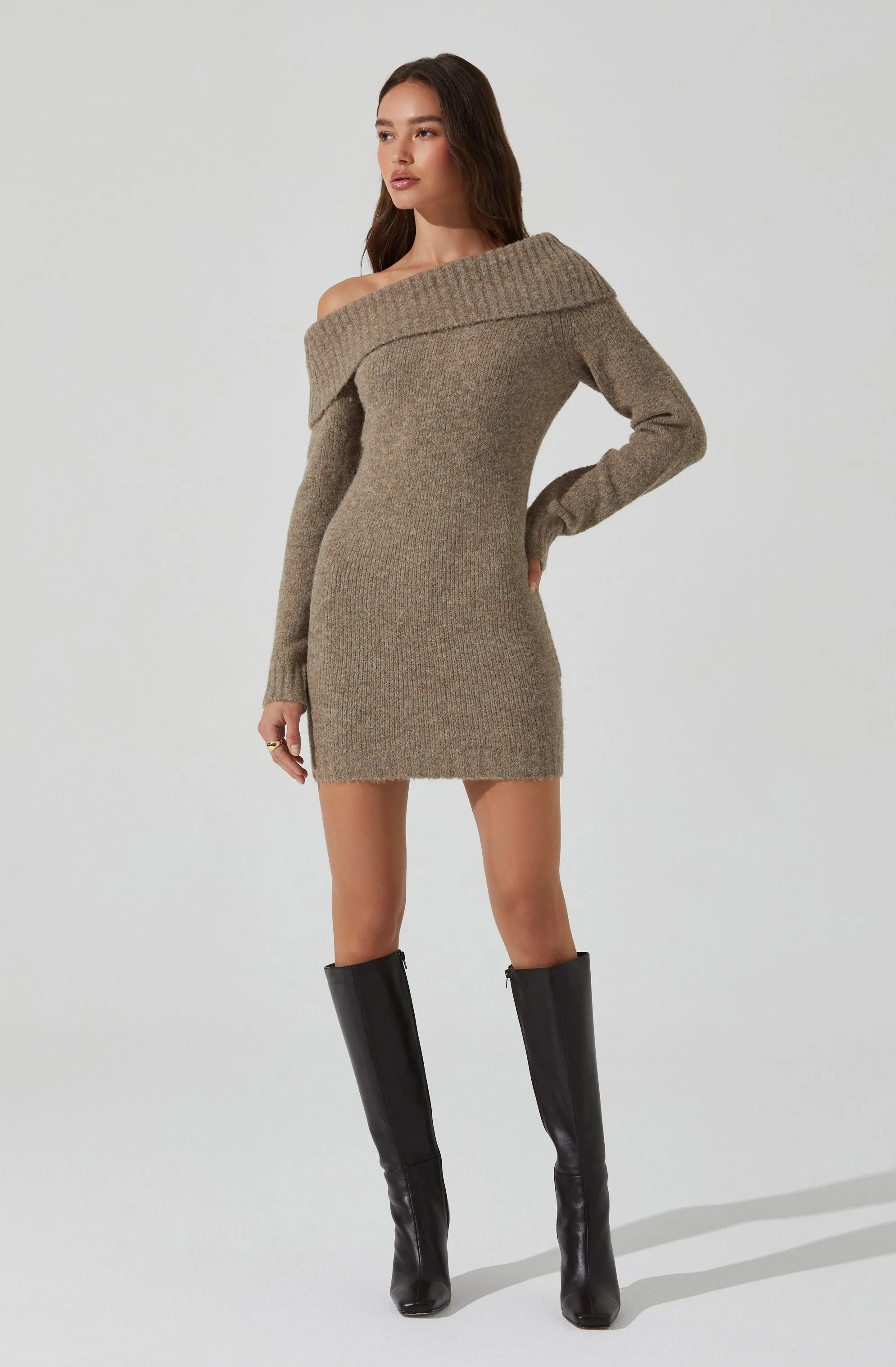 Luxury Feel Leya Off Shoulder Sweater Dress  Limited Release!