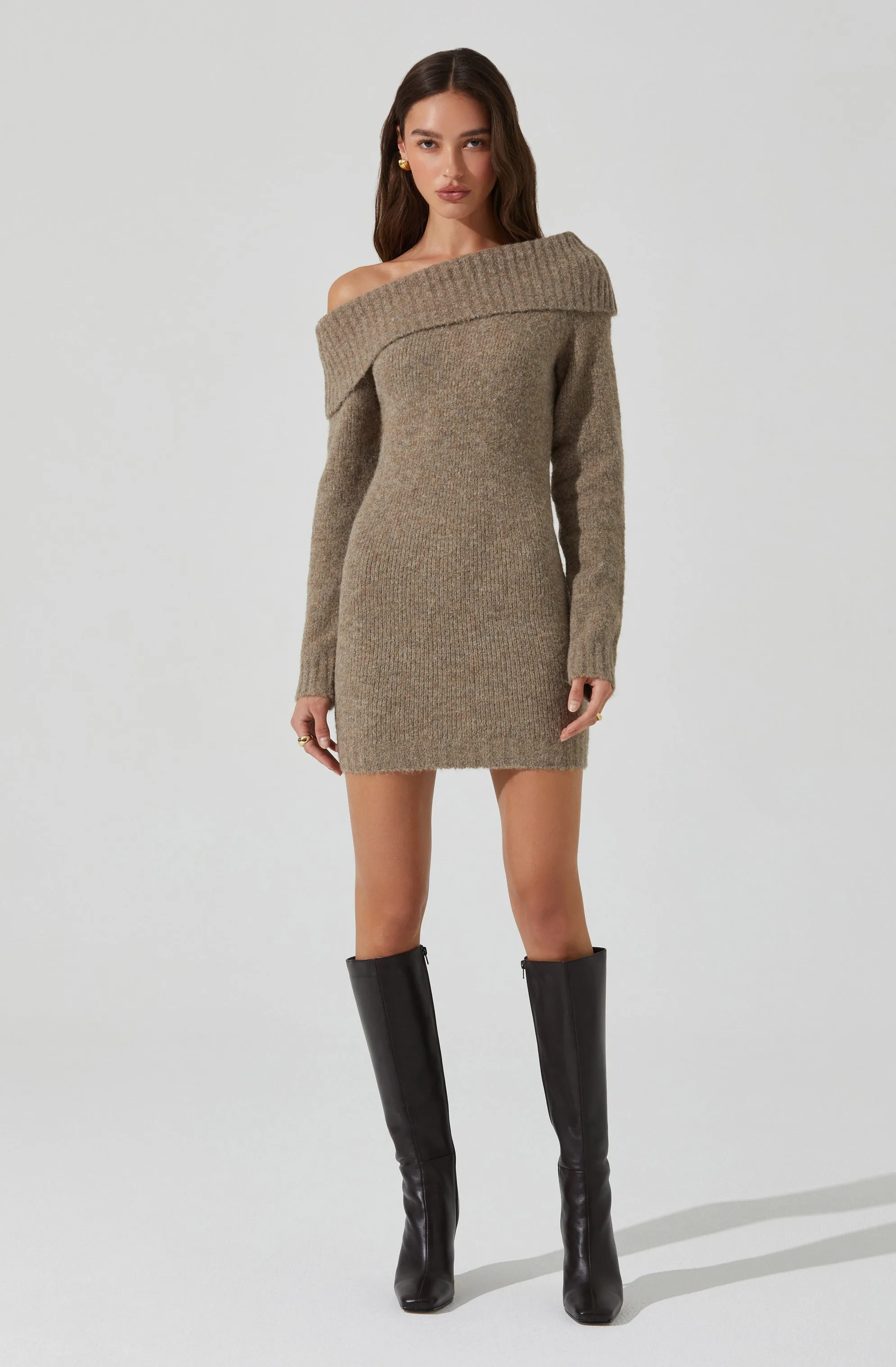 Luxury Feel Leya Off Shoulder Sweater Dress  Limited Release!