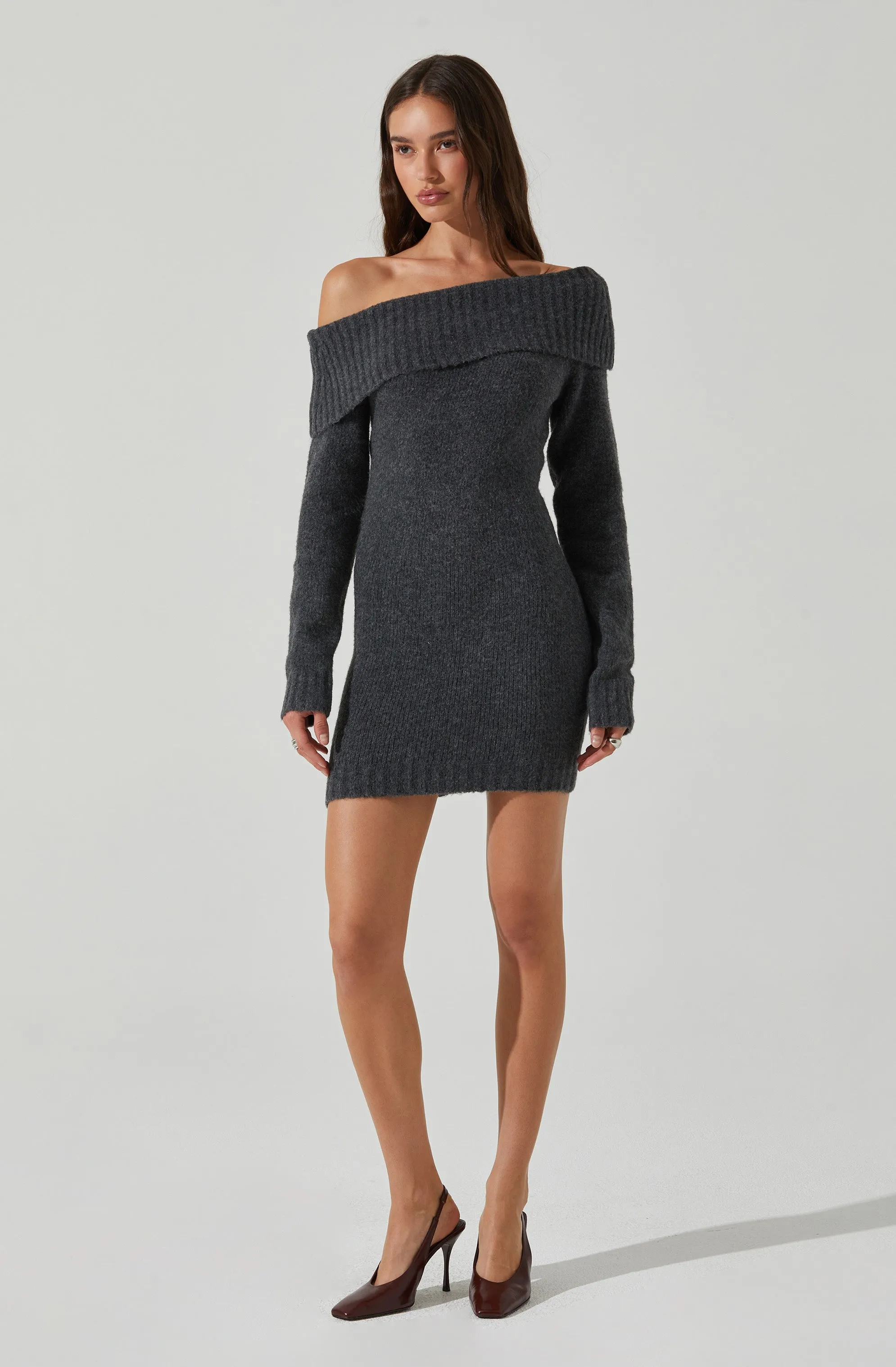 Luxury Feel Leya Off Shoulder Sweater Dress  Limited Release!