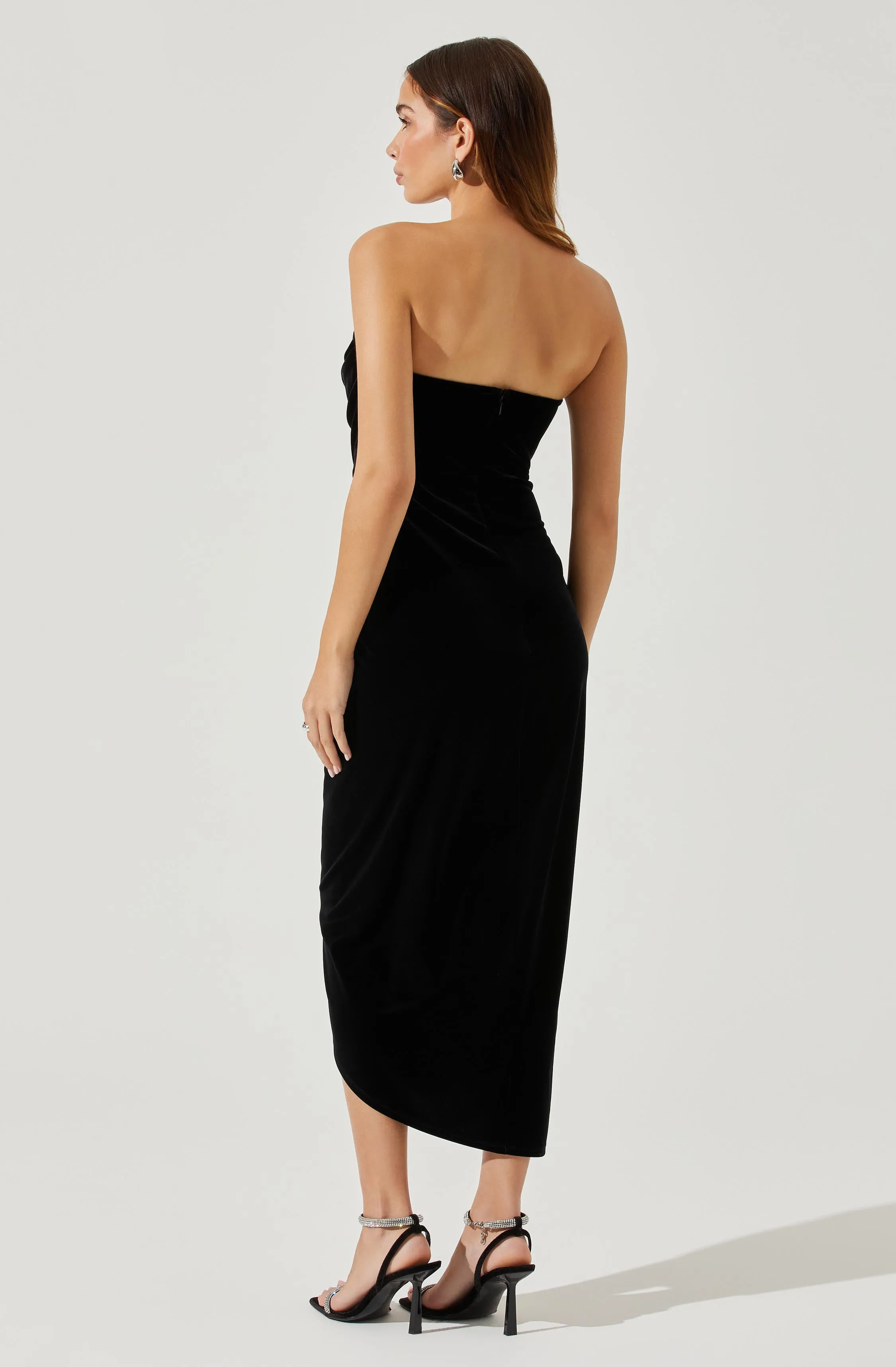 Luxury Feel Meghan Velvet Draped Midi Dress  Ends Soon!