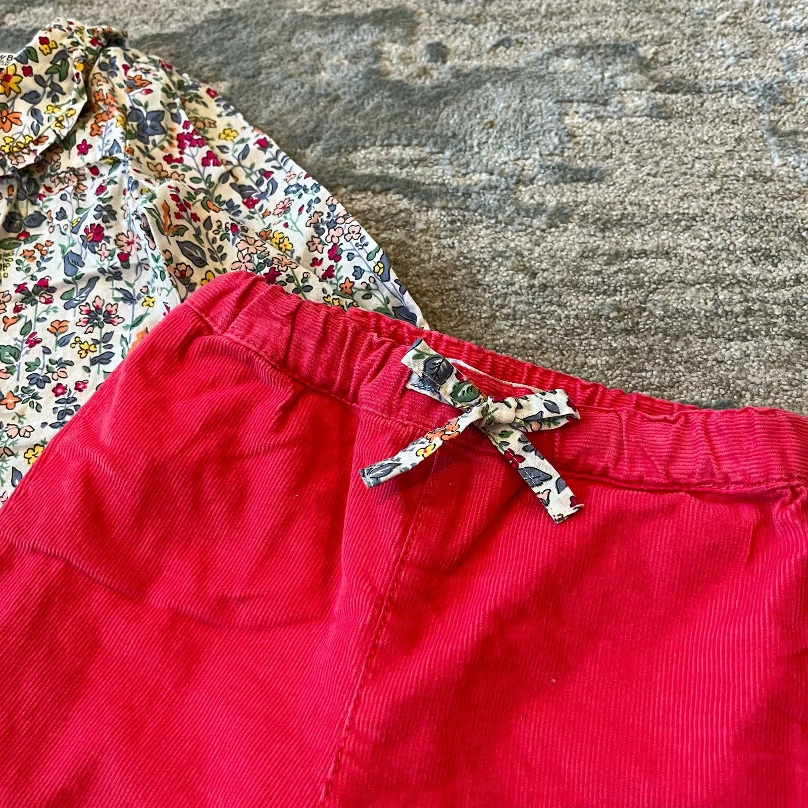 Luxury Feel Mini Boden Cozy Pink Corduroy Pants & Floral Blouse 0-3 Months  Almost Gone!