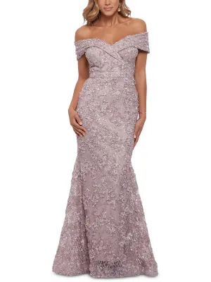 Luxury Feel Petites Womens Lace Off-The-Shoulder Evening Dress  Last Few Pieces!