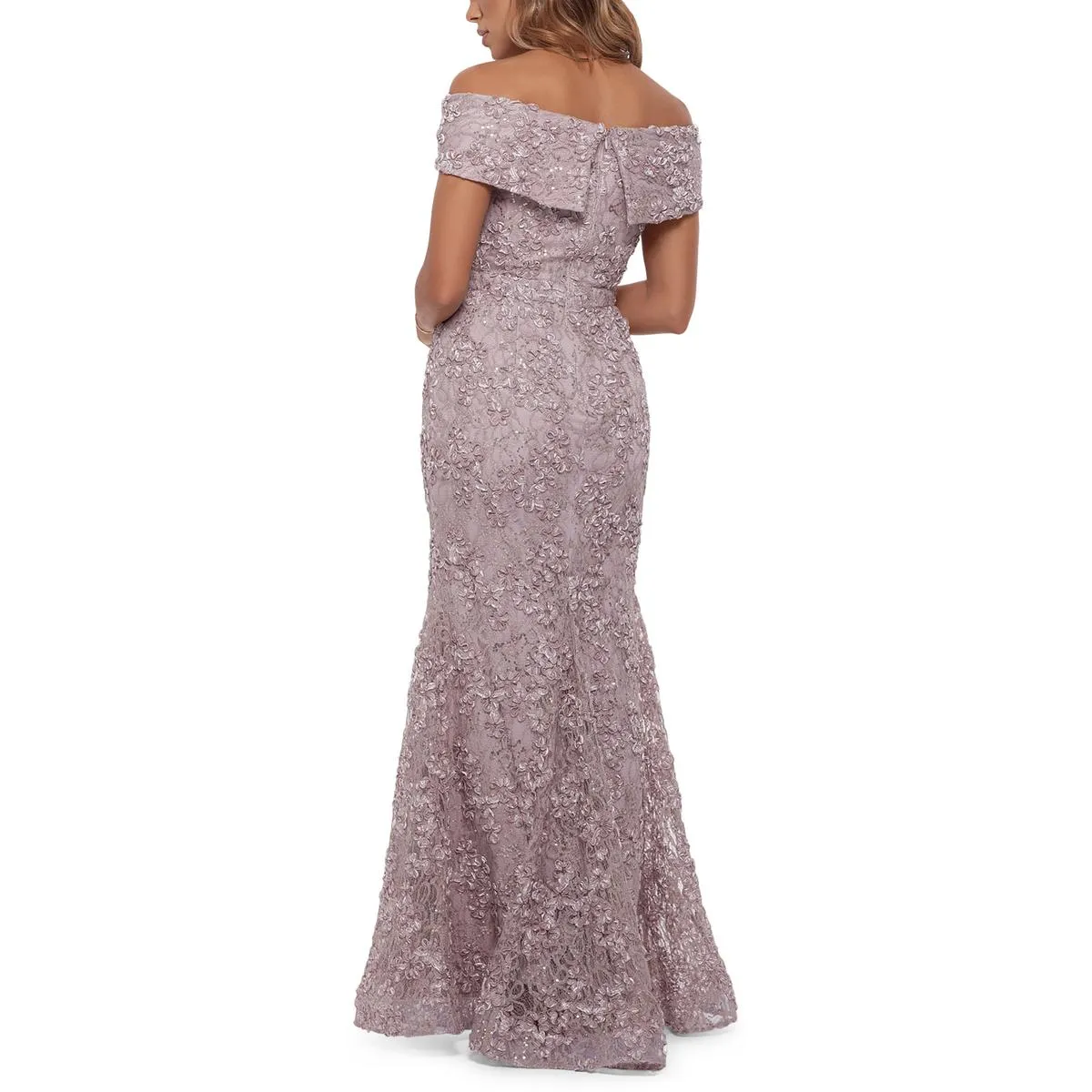 Luxury Feel Petites Womens Lace Off-The-Shoulder Evening Dress  Last Few Pieces!