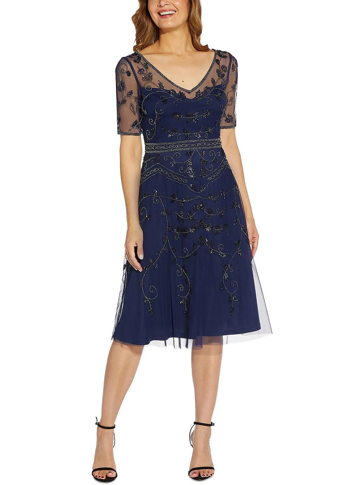 Luxury Feel Womens Embellished Midi Cocktail and Party Dress  Dont Miss Out!