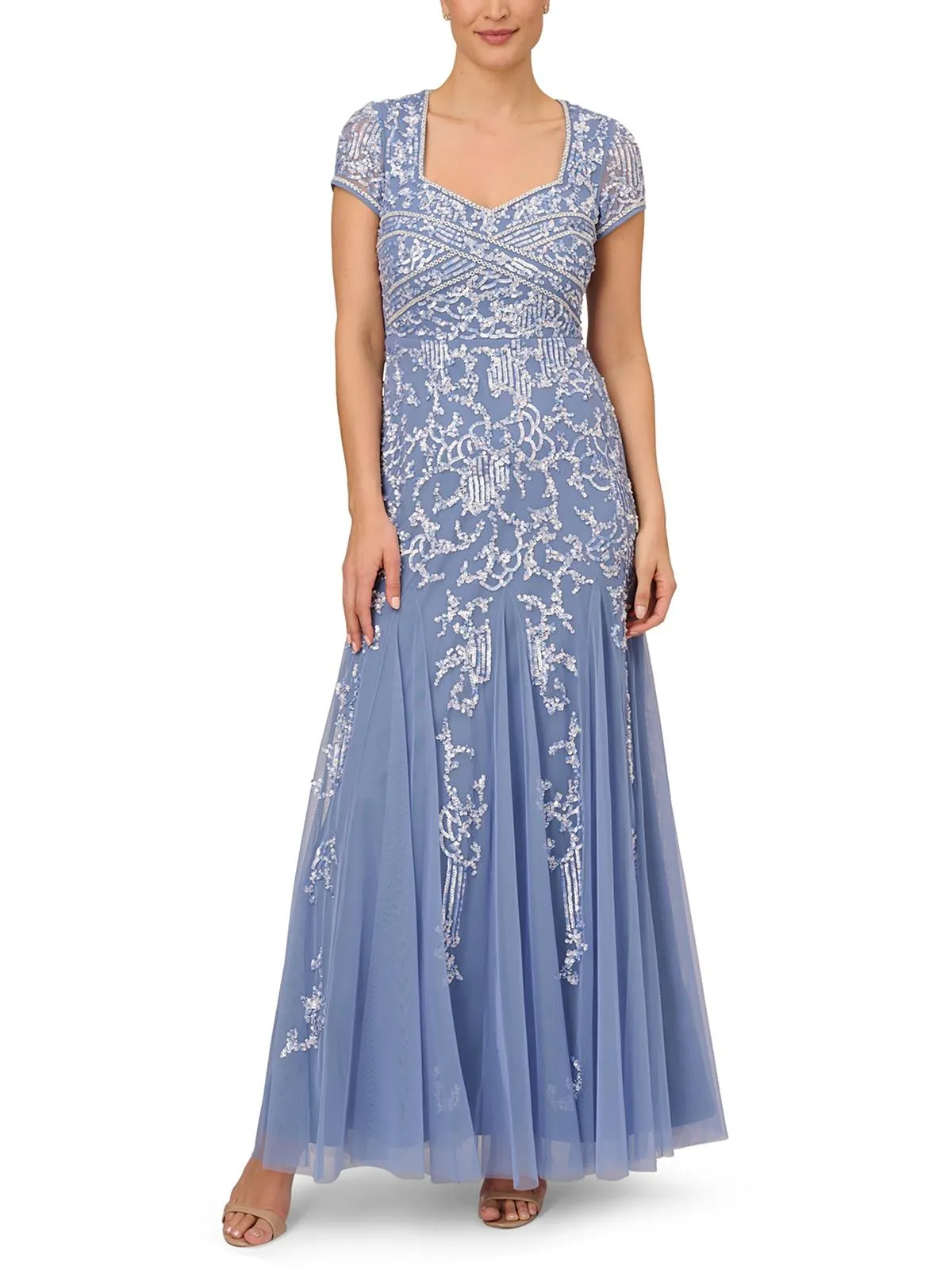 Luxury Feel Womens Mesh Embellished Formal Dress  Limited Availability!