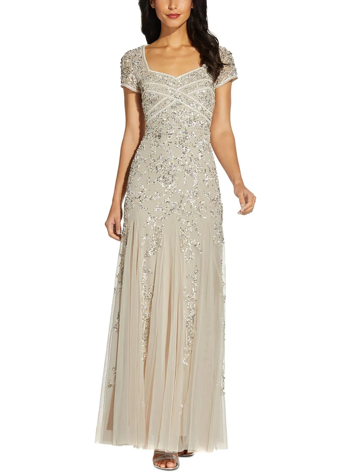 Luxury Feel Womens Mesh Embellished Formal Dress  Limited Availability!