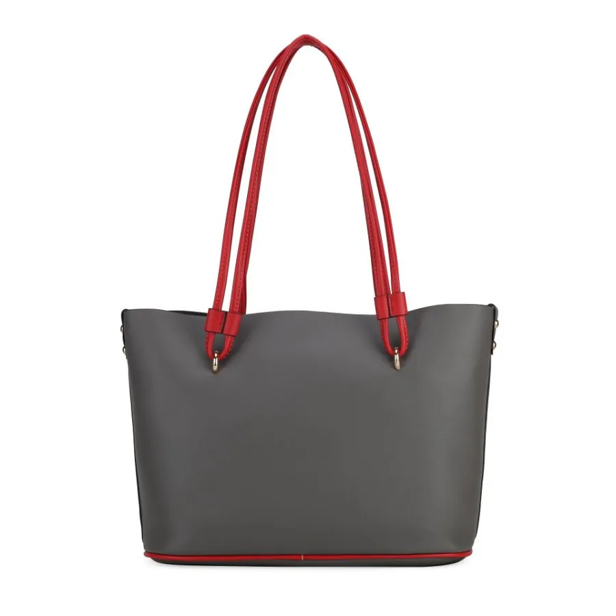 Malay Vegan Leather Womens Tote Bag with Cosmetic Pouch  2 pieces