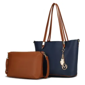 Malay Vegan Leather Womens Tote Bag with Cosmetic Pouch  2 pieces