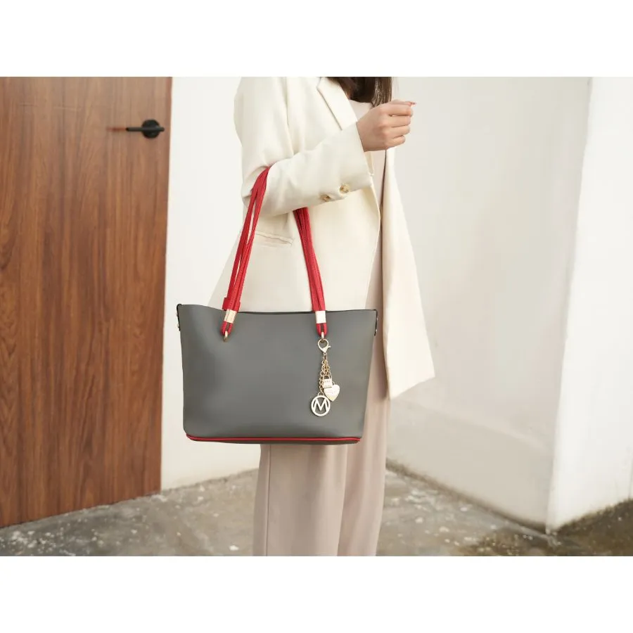 Malay Vegan Leather Womens Tote Bag with Cosmetic Pouch  2 pieces