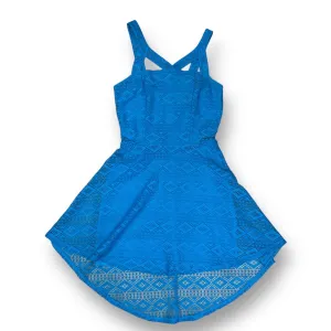 Material Girl Youth Size 14/16 Light Blue Fit and Flare Sleeveless Sundress