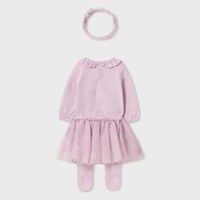 Mauve Floral Ruffle Tutu Babysuit Set