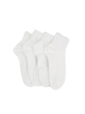 Men's 4 Pair Plain Solid Long Thin Socks,White