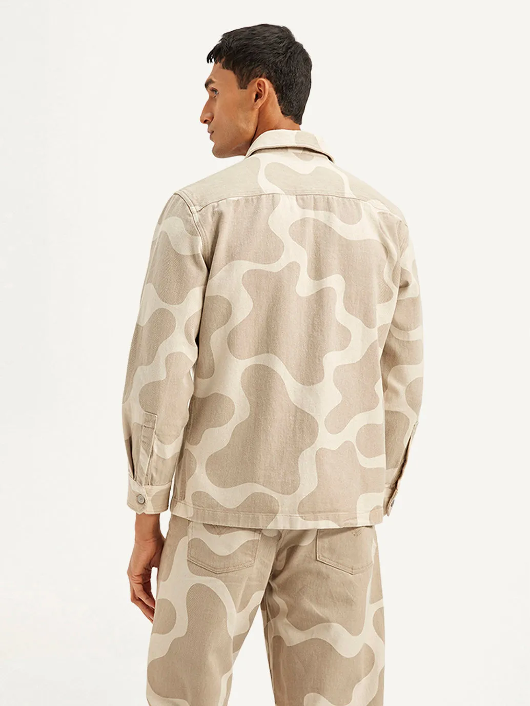 Men's Abstract Beige Relaxed Fit Utility Overshirt LEVI'S