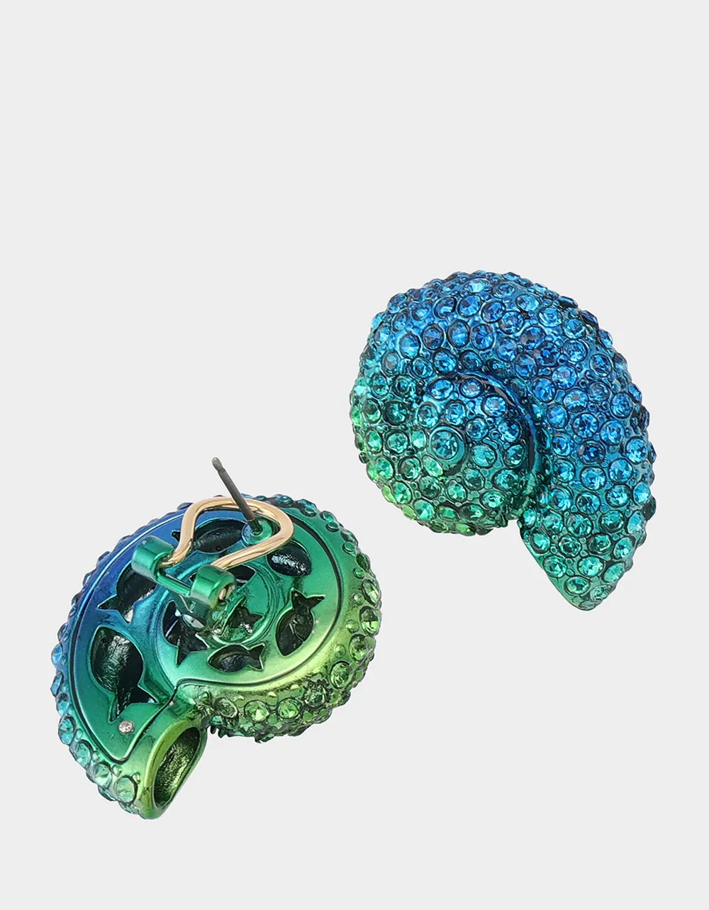 MERMAID JEWELS CONCH SHELL STUDS LIGHT BLUE Betsey Johnson