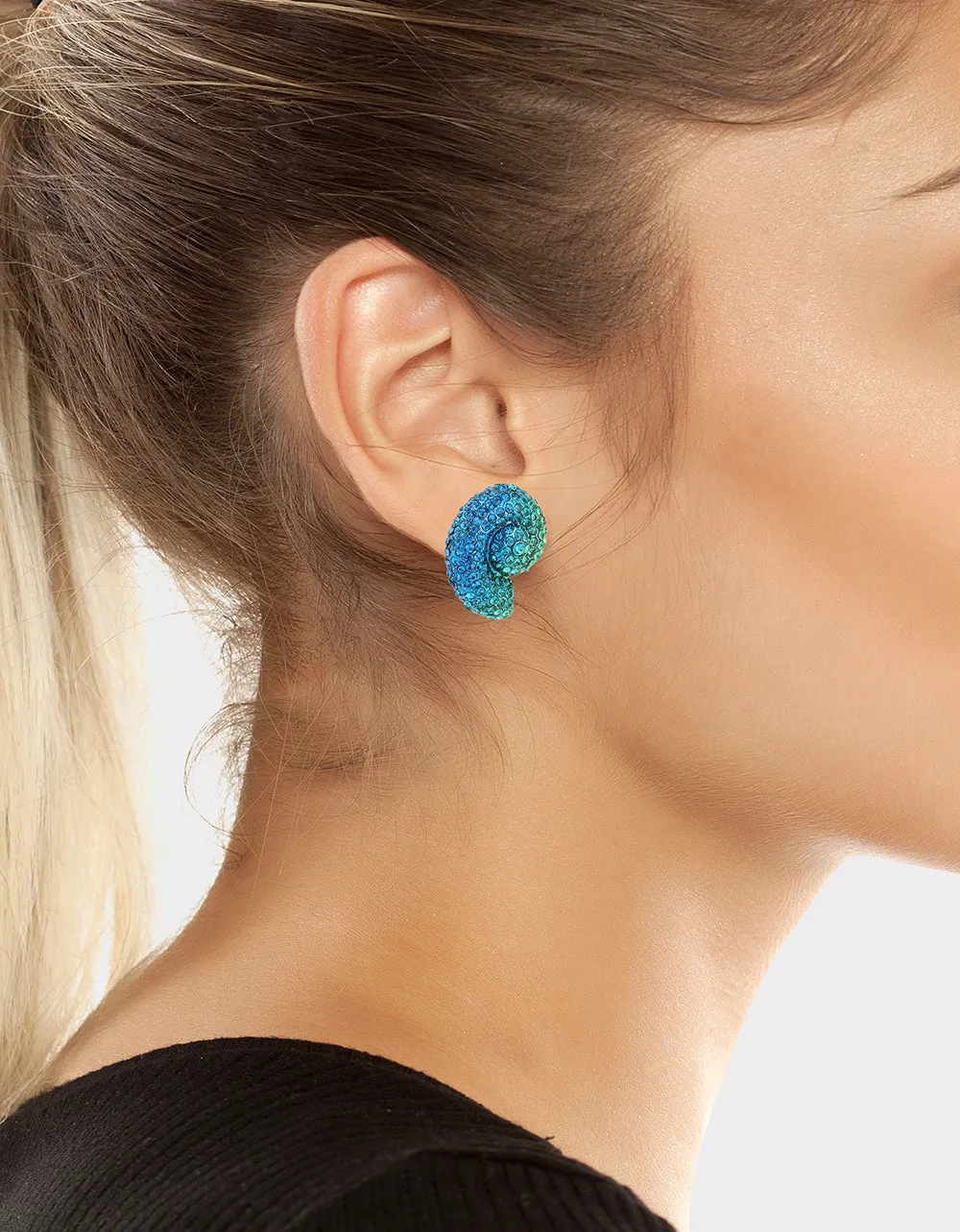 MERMAID JEWELS CONCH SHELL STUDS LIGHT BLUE Betsey Johnson