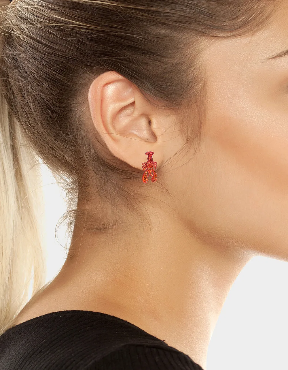 MERMAID JEWELS LOBSTER STUDS RED Betsey Johnson
