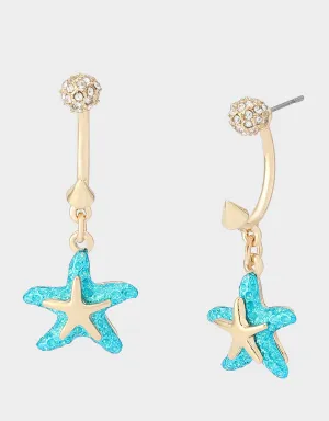 MERMAID JEWELS STARFISH BARBELL EARRINGS BLUE Betsey Johnson