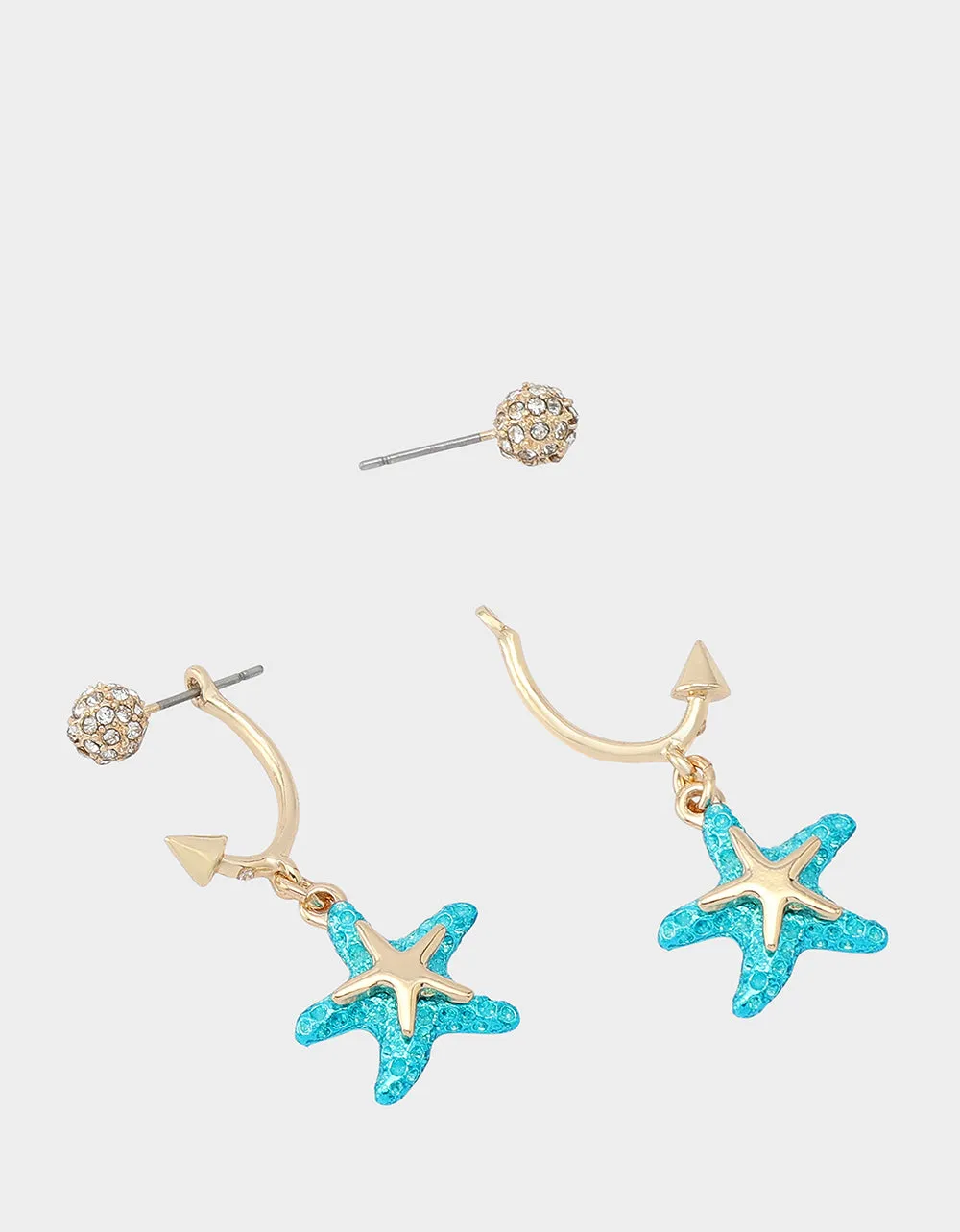 MERMAID JEWELS STARFISH BARBELL EARRINGS BLUE Betsey Johnson