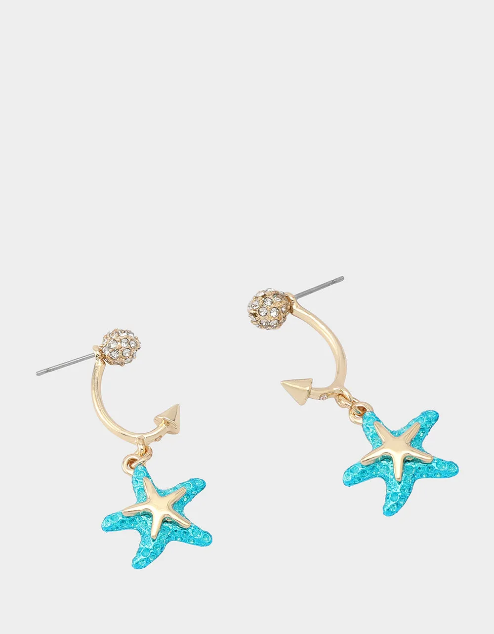 MERMAID JEWELS STARFISH BARBELL EARRINGS BLUE Betsey Johnson