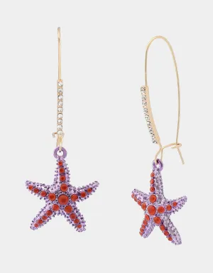 MERMAID JEWELS STARFISH SHEPHERD HOOK EARRINGS PURPLE Betsey Johnson
